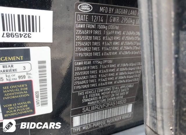 SALWR2VF3FA514820 2015 Land Rover Range Rover photo no. 9