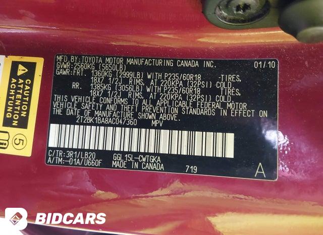 2T2BK1BA8AC047360 2010 Lexus RX photo no. 9