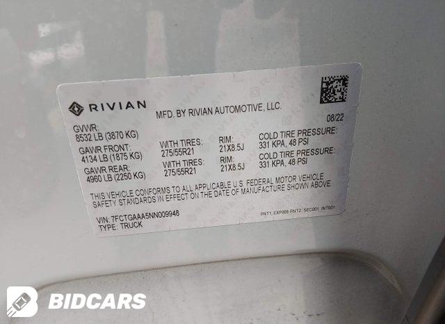 7FCTGAAA5NN009948 2022 Rivian R1T photo no. 9