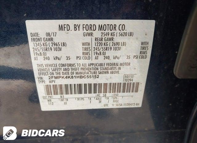 2FMPK4K81HBC55152 2017 Ford Edge photo no. 9