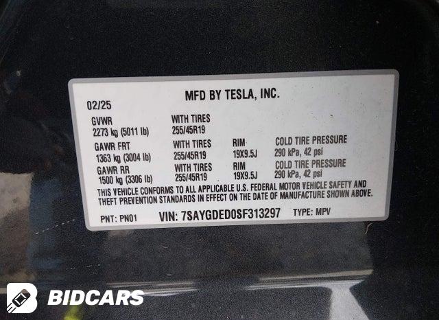 2025 Tesla MODEL Y — VIN 7SAYGDED0SF313297, şəkil 9