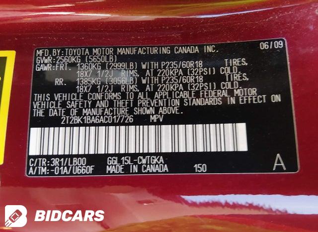 2T2BK1BA6AC017726 2010 Lexus RX photo no. 9