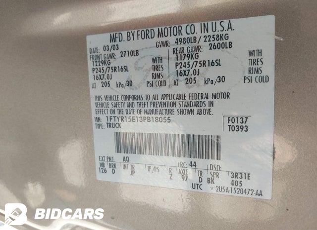 1FTYR15E13PB18055 2003 Ford Ranger photo no. 9