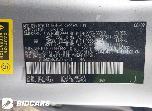 JTJBC1BA0A2009814 2010 Lexus RX photo no. 9