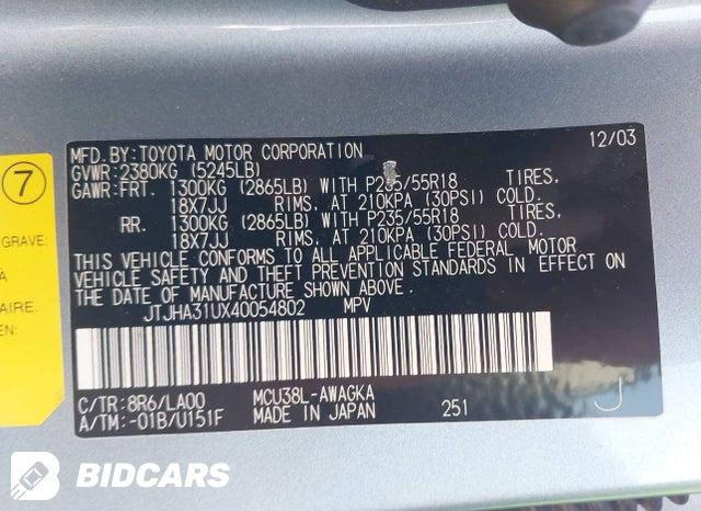 JTJHA31UX40054802 2004 Lexus RX photo no. 9