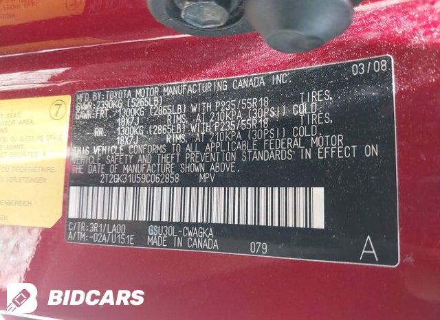 2T2GK31U59C062858 2009 Lexus RX photo no. 9