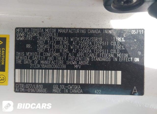 2T2ZK1BAXBC060398 2011 Lexus RX photo no. 9