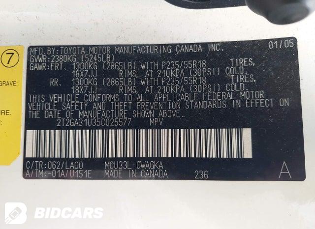 2T2GA31U35C025577 2005 Lexus RX photo no. 9