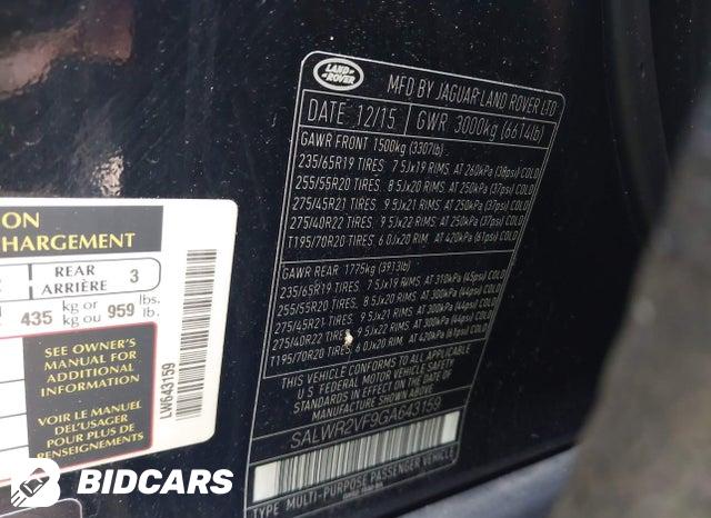 SALWR2VF9GA643159 2016 Land Rover Range Rover photo no. 9