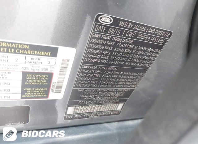SALWR2KF4GA632820 2016 Land Rover Range Rover photo no. 9