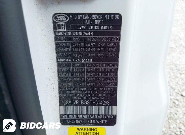 SALVP1BG2CH604293 2012 Land Rover Range Rover photo no. 9
