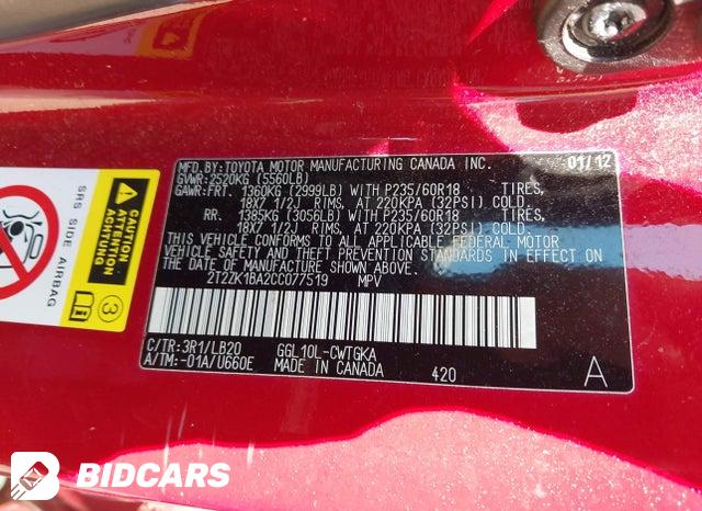 2T2ZK1BA2CC077519 2012 Lexus RX photo no. 9