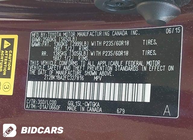 2T2BK1BA2FC327816 2015 Lexus RX photo no. 9