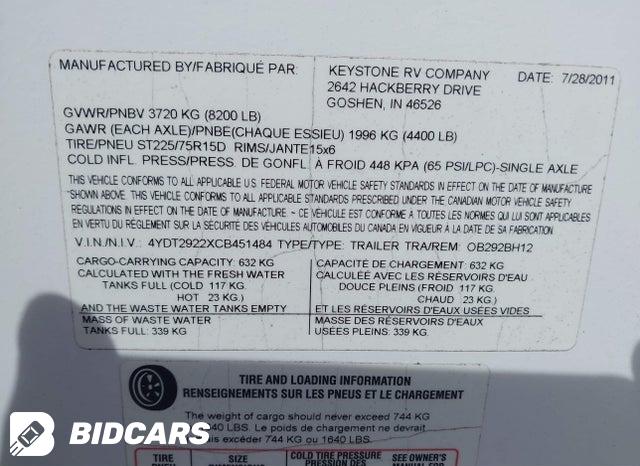 4YDT2922XCB451484 2012 Keystone Rv Other photo no. 9