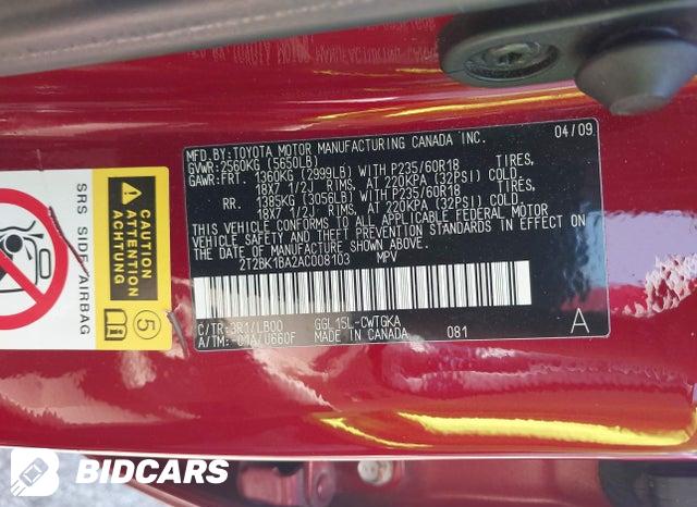 2T2BK1BA2AC008103 2010 Lexus RX photo no. 9