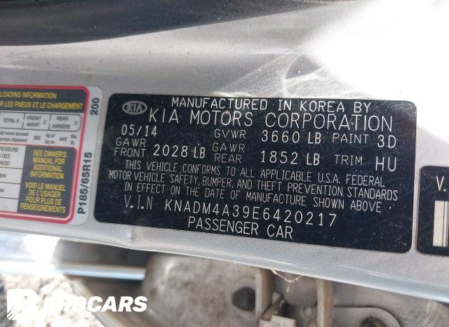 KNADM4A39E6420217 2014 KIA Rio photo no. 9