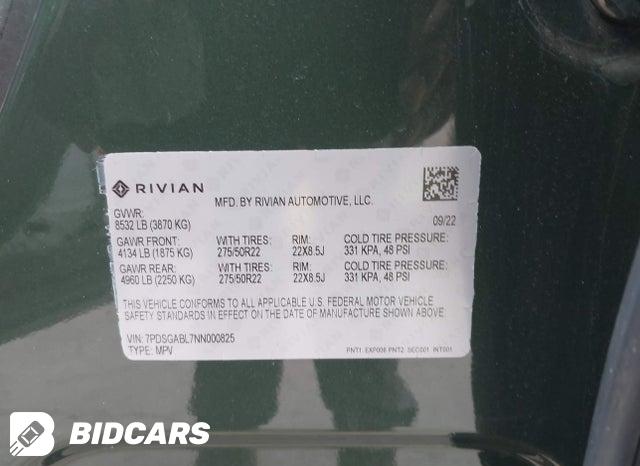 7PDSGABL7NN000825 2022 Rivian R1S photo no. 9