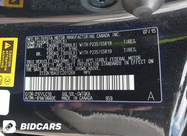 2T2ZK1BA5FC201268 2015 Lexus RX photo no. 9