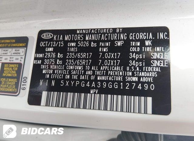 5XYPG4A39GG127490 2016 KIA Sorento photo no. 9