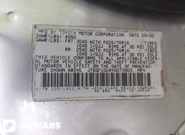JT6GF10U4Y0073803 2000 Lexus RX photo no. 9