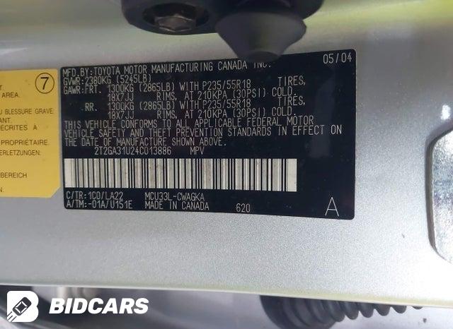 2T2GA31U24C013886 2004 Lexus RX photo no. 9