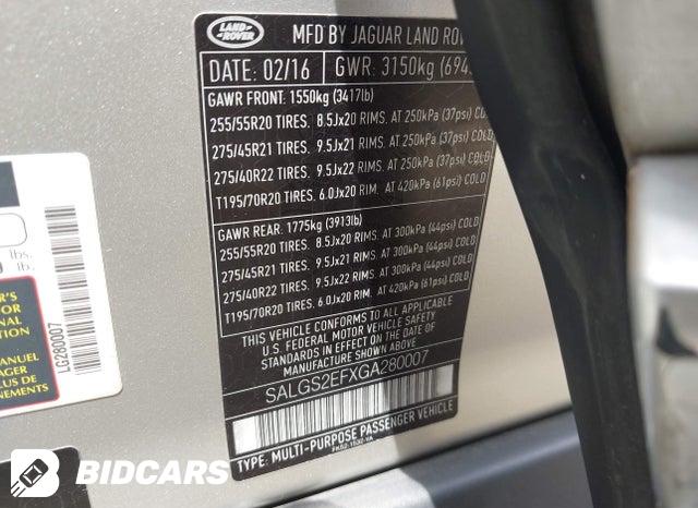SALGS2EFXGA280007 2016 Land Rover Range Rover photo no. 9