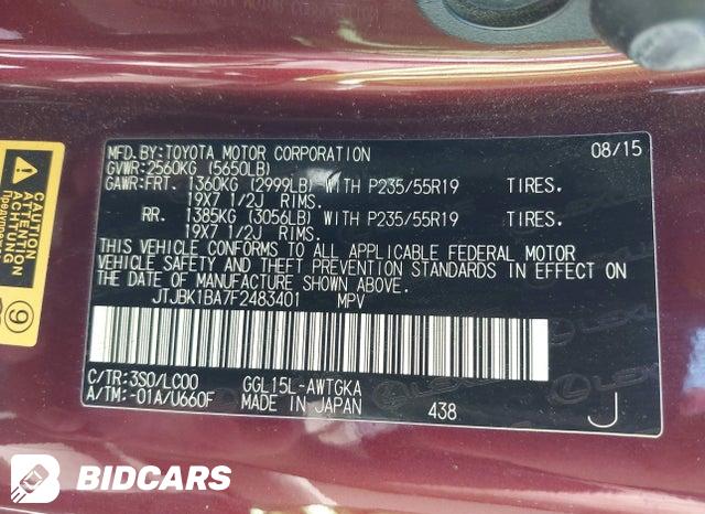 JTJBK1BA7F2483401 2015 Lexus RX photo no. 9