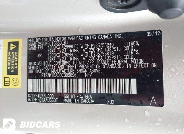 2T2ZK1BA8DC099896 2013 Lexus RX photo no. 9