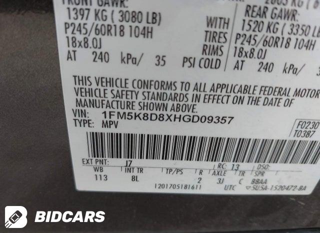 1FM5K8D8XHGD09357 2017 Ford Explorer photo no. 9