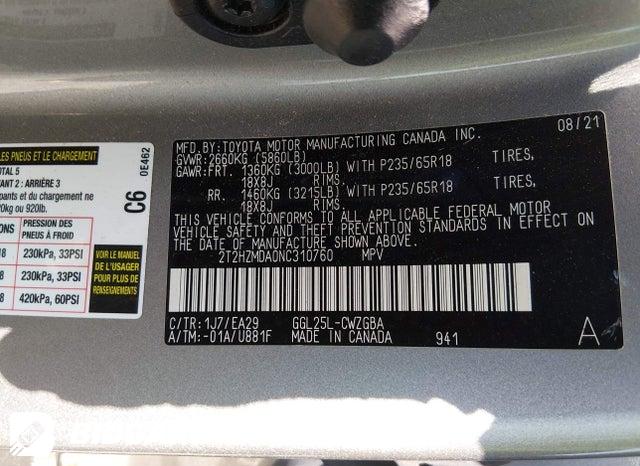 2T2HZMDA0NC310760 2022 Lexus RX photo no. 9
