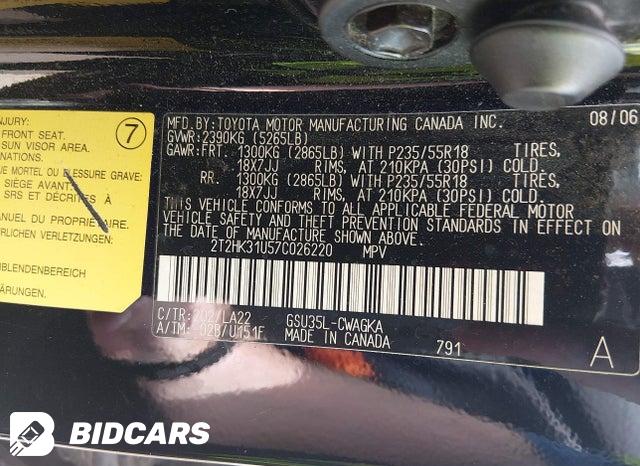 2T2HK31U57C026220 2007 Lexus RX photo no. 9