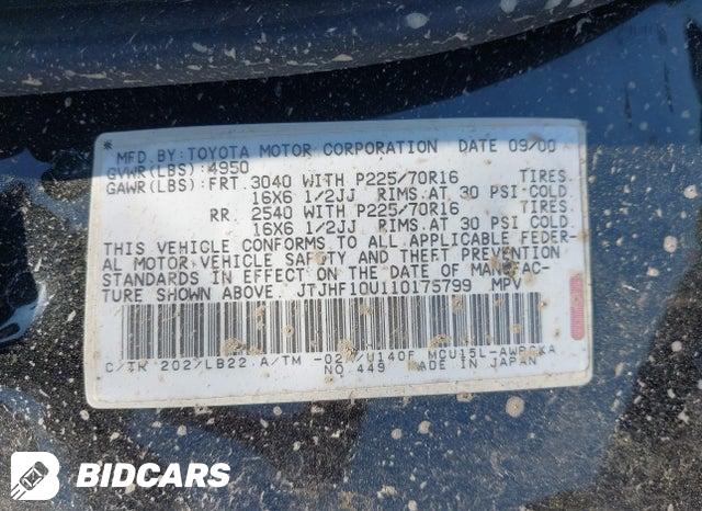 JTJHF10U110175799 2001 Lexus RX photo no. 9