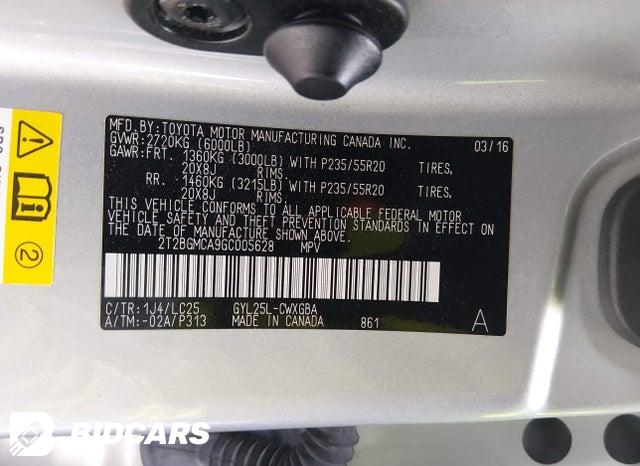 2016 Lexus RX — VIN 2T2BGMCA9GC005628, şəkil 9