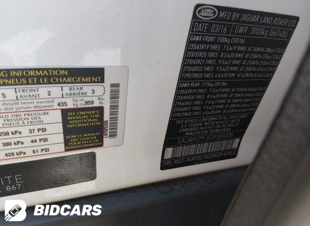 SALWR2PF3GA589306 2016 Land Rover Range Rover photo no. 9