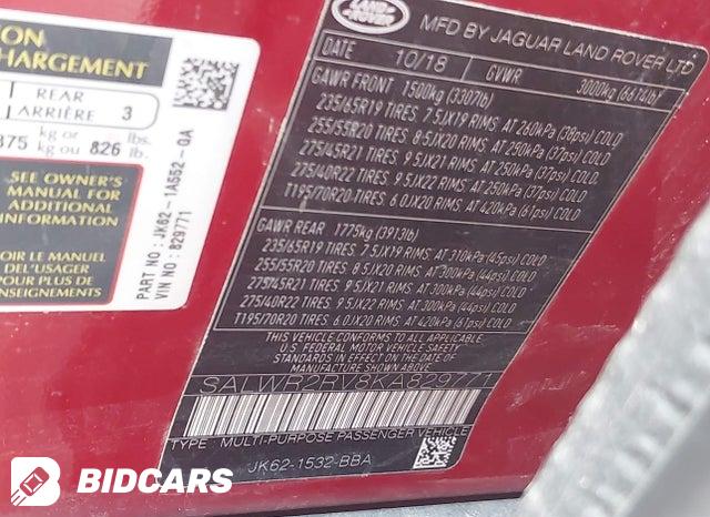 SALWR2RV8KA829771 2019 Land Rover Range Rover photo no. 9