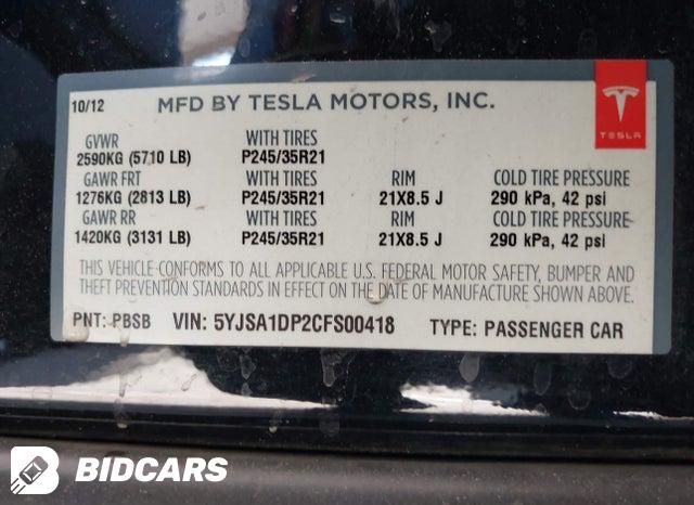 5YJSA1DP2CFS00418 2012 Tesla Model S photo no. 9