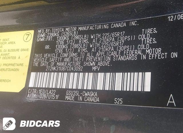 2T2HK31U87C043092 2007 Lexus RX photo no. 9