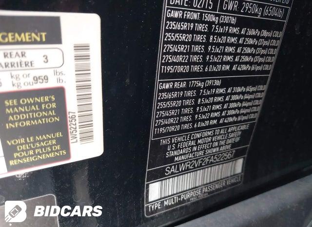 SALWR2VF2FA522567 2015 Land Rover Range Rover photo no. 9