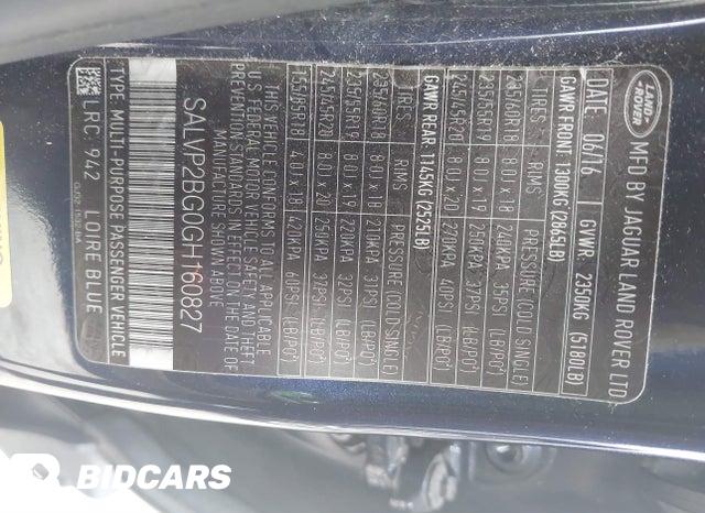 SALVP2BG0GH160827 2016 Land Rover Range Rover photo no. 9