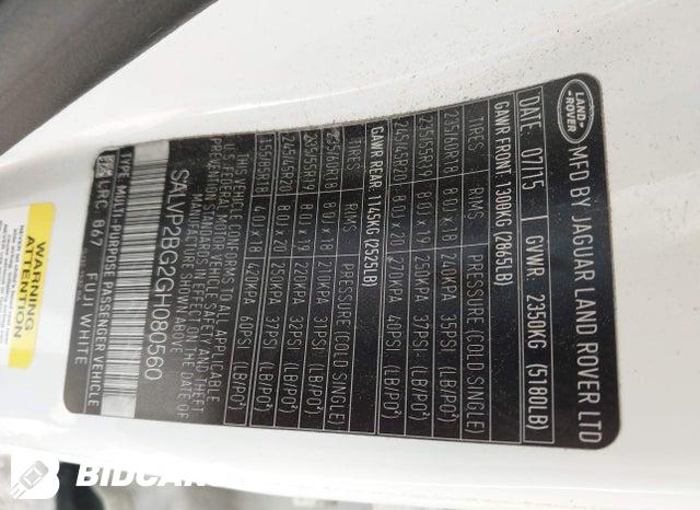 2016 Land Rover Range Rover — VIN SALVP2BG2GH080560, şəkil 8