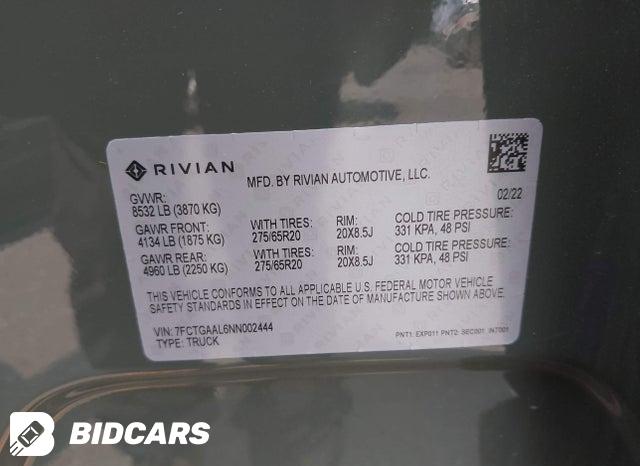 7FCTGAAL6NN002444 2022 Rivian R1T photo no. 9
