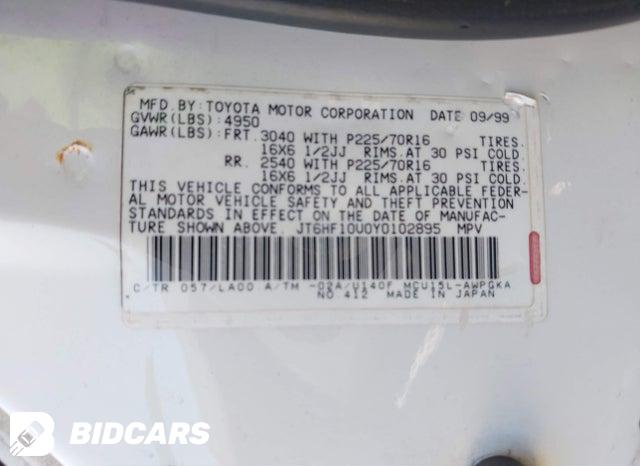 JT6HF10U0Y0102895 2000 Lexus RX photo no. 9
