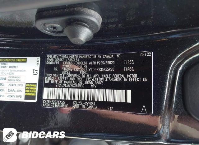 2022 Lexus RX — VIN 2T2HZMDA7NC349930, şəkil 9
