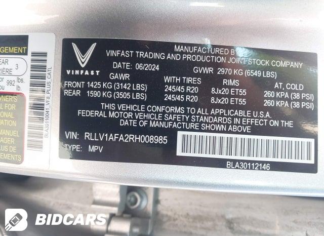 RLLV1AFA2RH008985 2024 Vinfast VF 8 photo no. 9