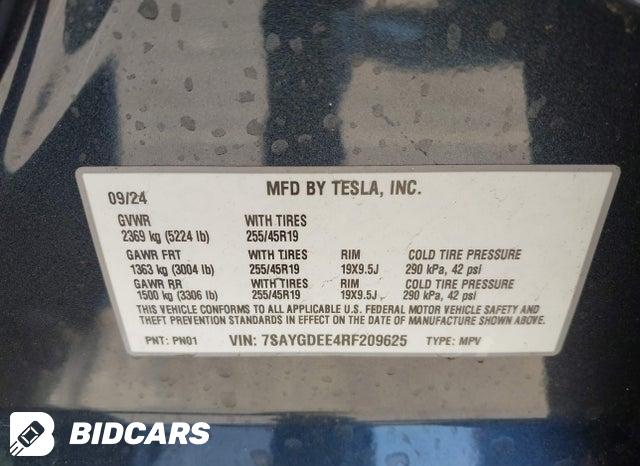 7SAYGDEE4RF209625 2024 Tesla Model Y photo no. 9