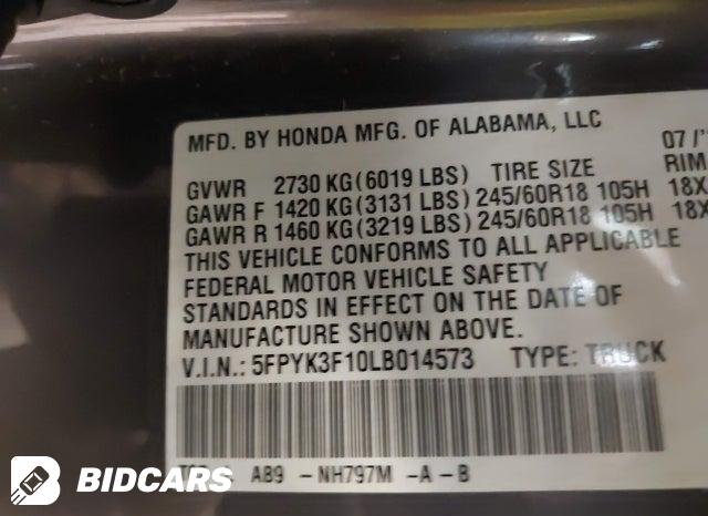 5FPYK3F10LB014573 2020 Honda Ridgeline photo no. 9