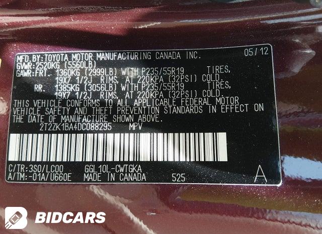 2T2ZK1BA4DC088295 2013 Lexus RX photo no. 9