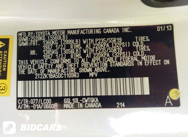 2T2ZK1BA5DC110983 2013 Lexus RX photo no. 9