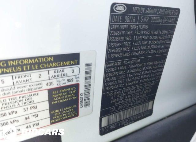SALWR2KF4GA663713 2016 Land Rover Range Rover photo no. 9