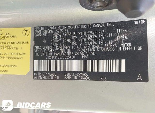 2T2HK31U37C025468 2007 Lexus RX photo no. 9